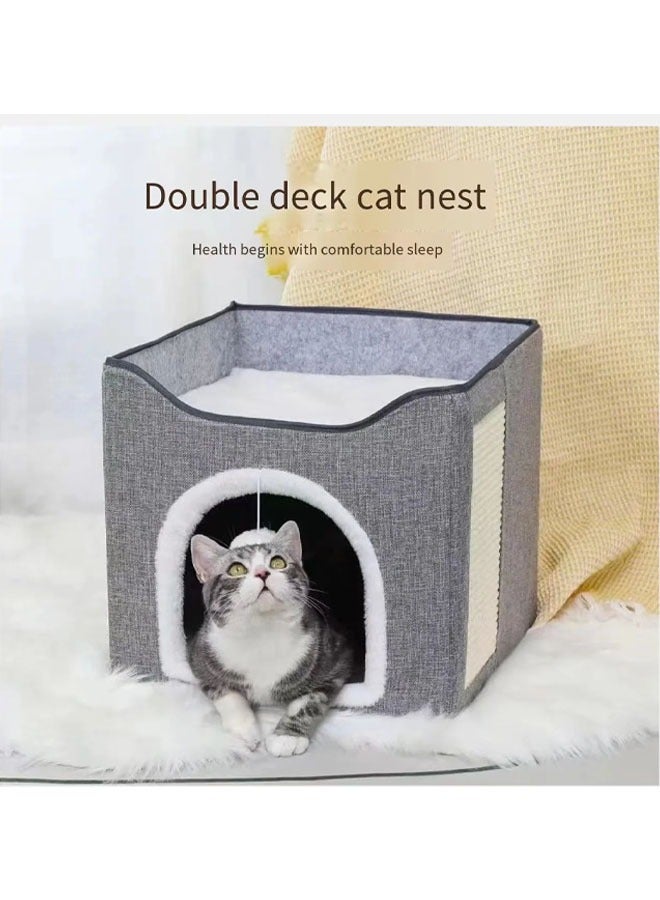 Foldable Double Layer Square Cat Sleeping House