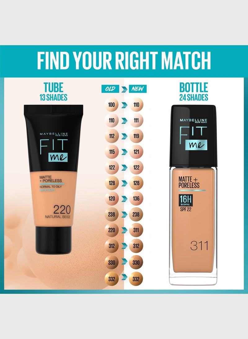 Fit Me Foundation Matte & Poreless Foundation 16H Oil Control with SPF 22 - 228