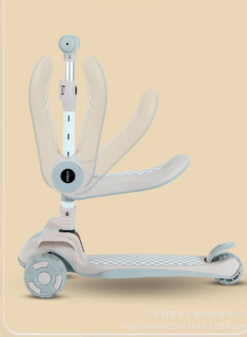 Foldable 3-Wheel Scooter for Kids with Seat Adjustable Height Suitable for Children Aged 2-12 Years Old Light Pink