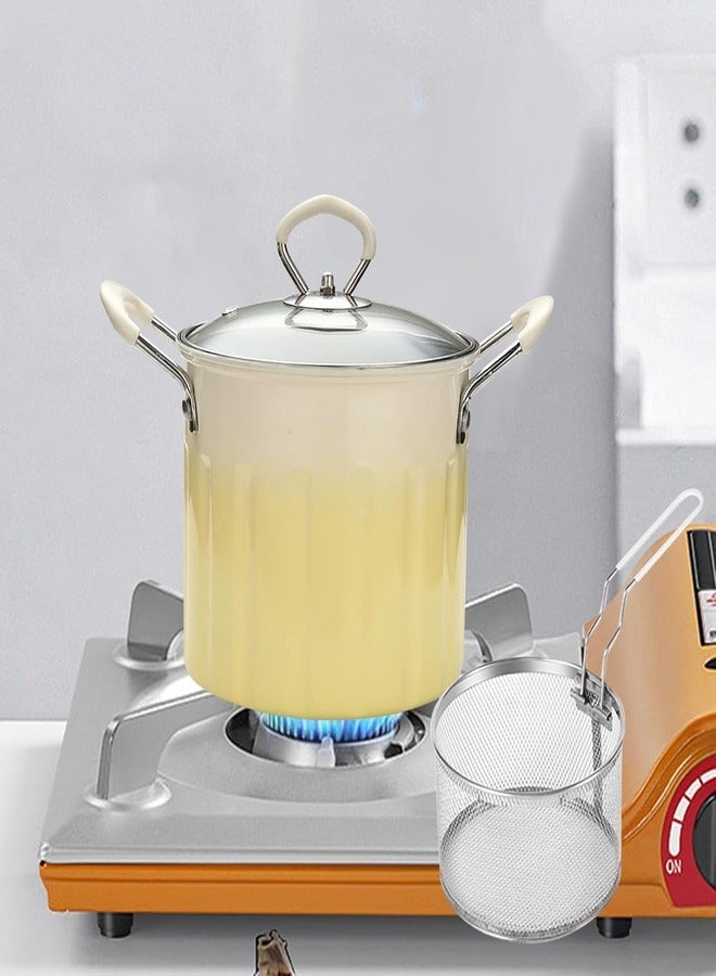 Fried Pot Deep Fryer Pot with Strainer Basket Cooking Tools Frying Pan for Outdoor Party Kitchen Restaurant