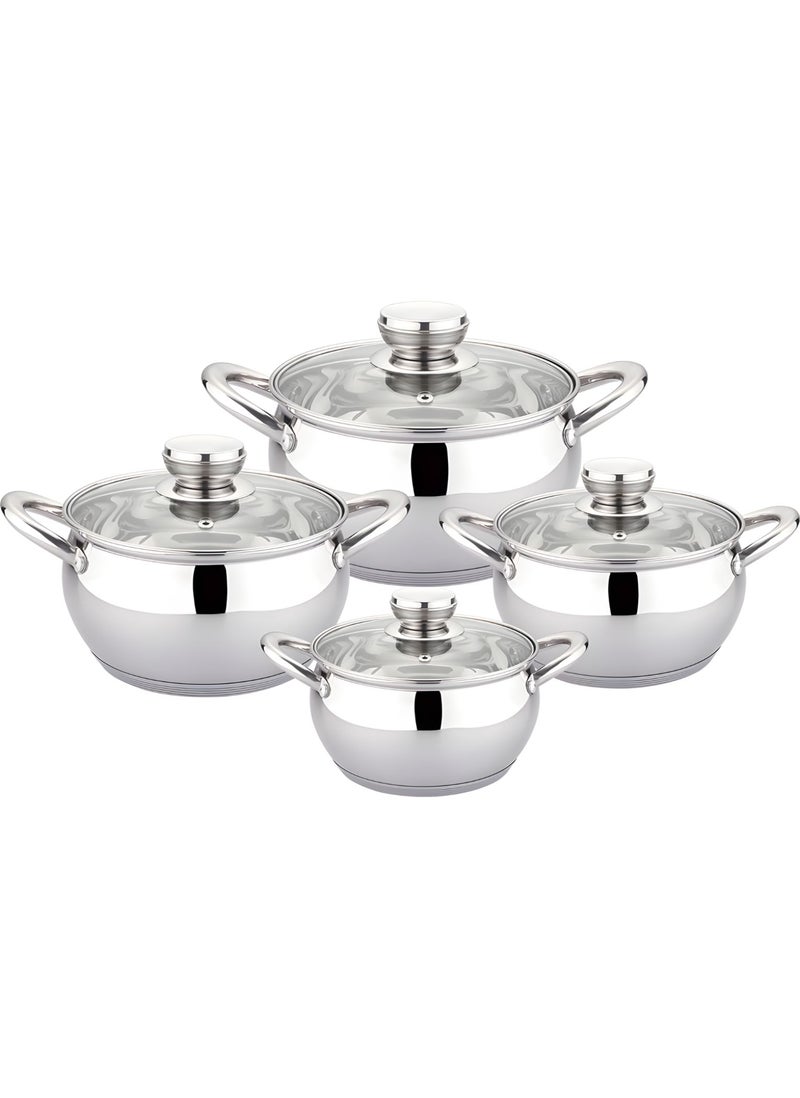 Goldensea 8 PCS Cookware Set with Lid, Pure Aluminium Body With 5-Layer Construction | Cookware Pot Set