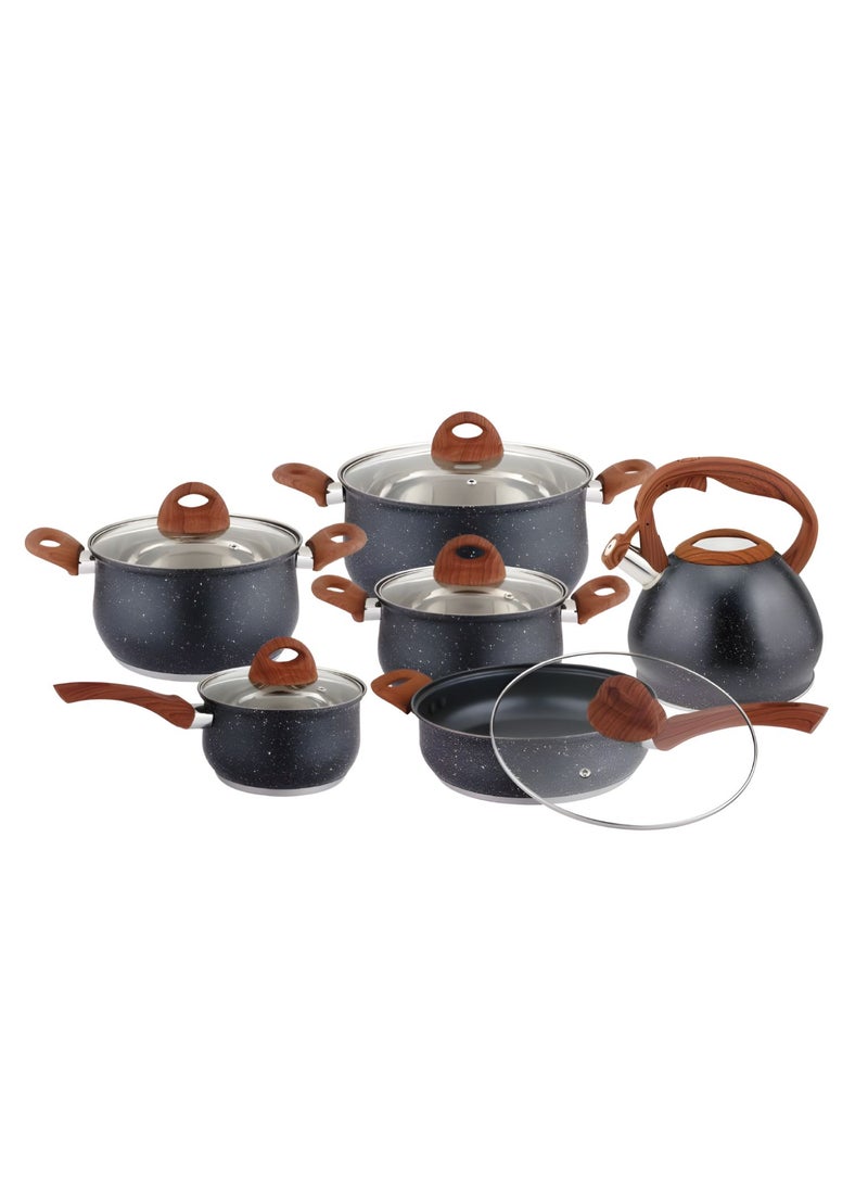 Goldensea 12pcs Pots and Pans Cookware Set, 3 Layers Botton, Used for Induction, Electric Stove, Gas and Radiant Cooker