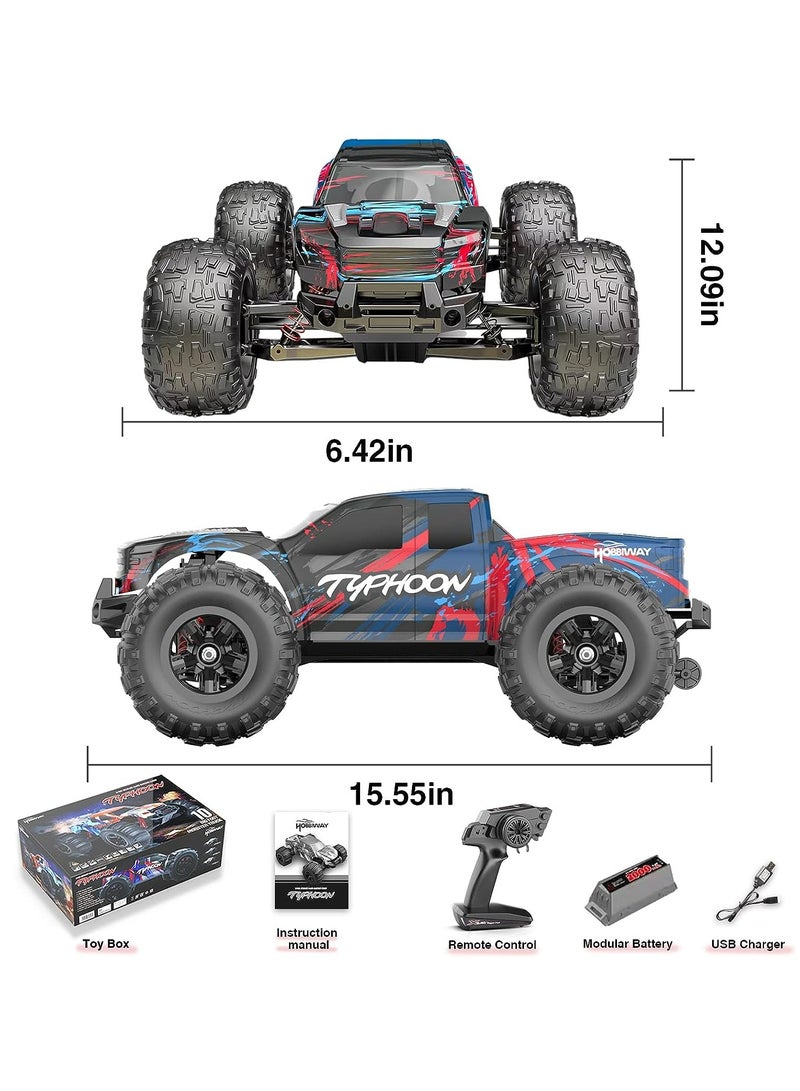 AKDC RC Cars, Hobby Grade 4WD 60+ KM/H Fast Speed Remote Control Truck, All Terrain Off Road Electric Buggy with 2000 mAh Modular Battery for Adults and Boys (Advanced Modding Support)