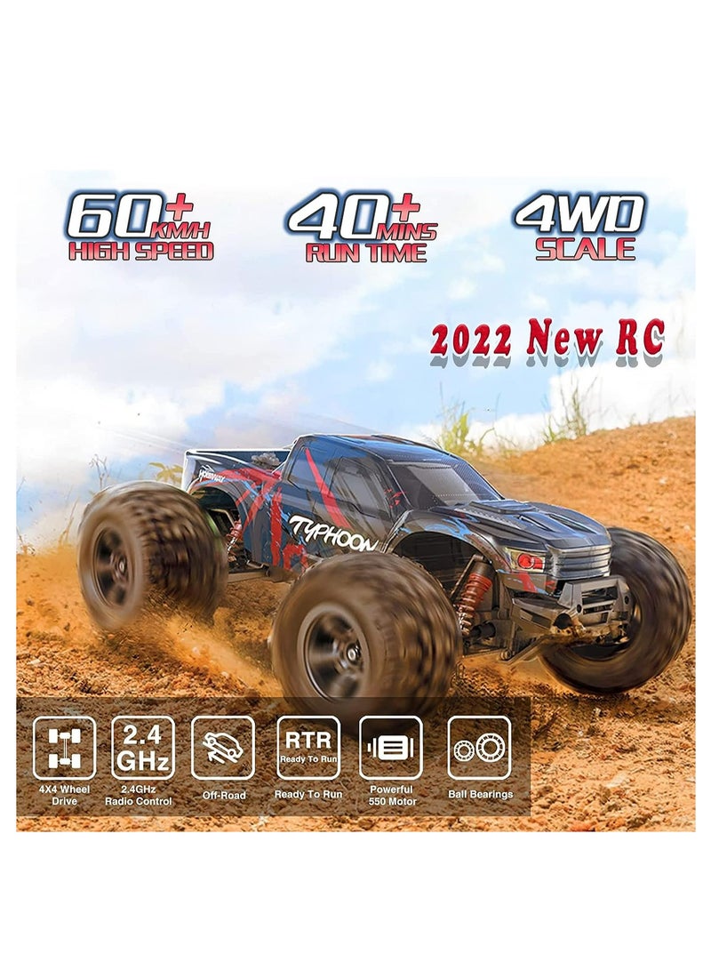 AKDC RC Cars, Hobby Grade 4WD 60+ KM/H Fast Speed Remote Control Truck, All Terrain Off Road Electric Buggy with 2000 mAh Modular Battery for Adults and Boys (Advanced Modding Support)