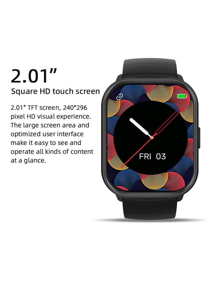 Casual Smartwatch For Women Men,2.1 inch Screen Fitness Tracker, Heart Rate Sleep Monitor IP68 Waterproof Sport Smartwatch,Black