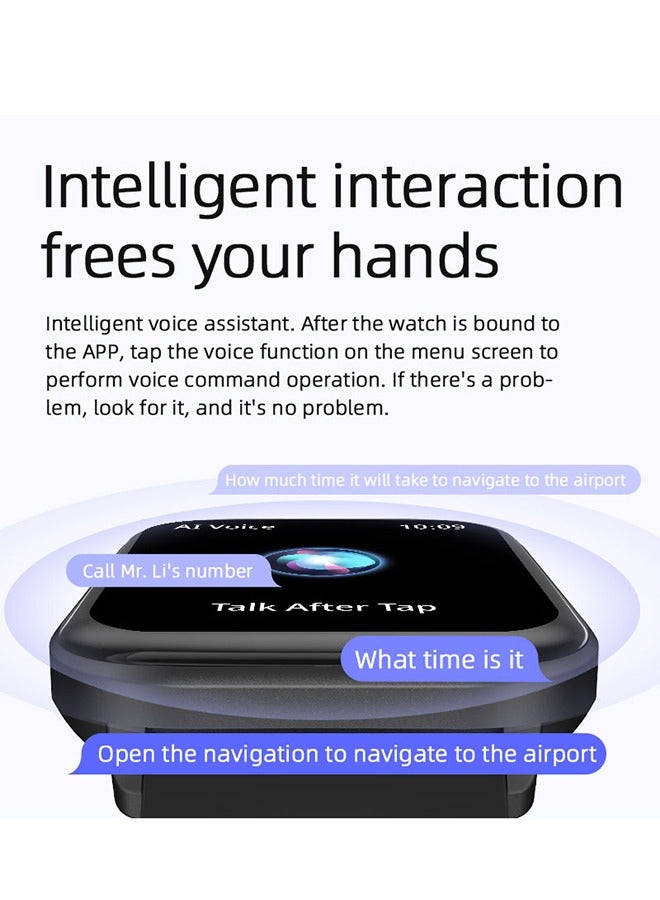 Casual Smartwatch For Women Men,2.1 inch Screen Fitness Tracker, Heart Rate Sleep Monitor IP68 Waterproof Sport Smartwatch,Black