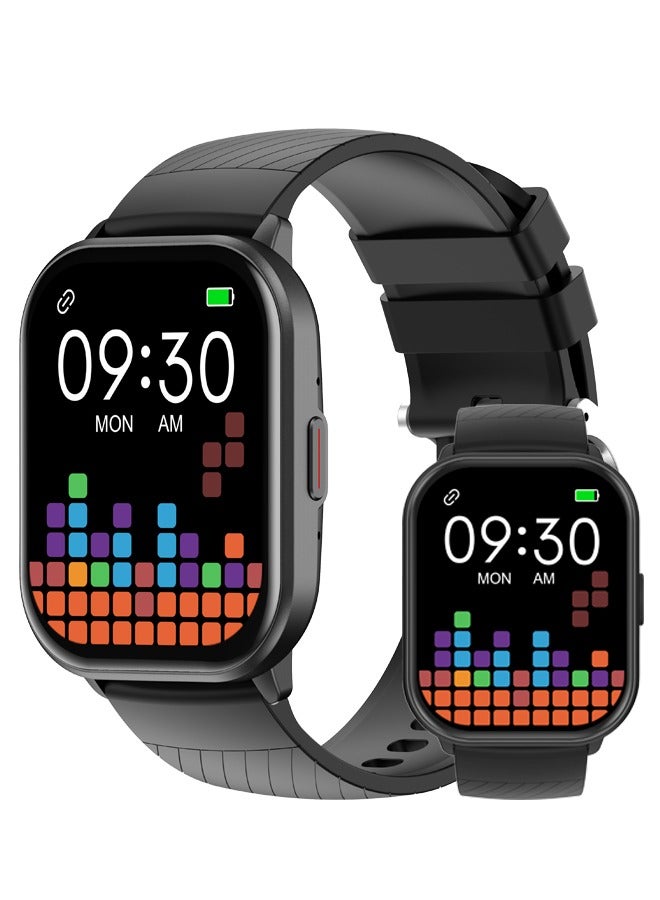 Casual Smartwatch For Women Men,2.1 inch Screen Fitness Tracker, Heart Rate Sleep Monitor IP68 Waterproof Sport Smartwatch,Black