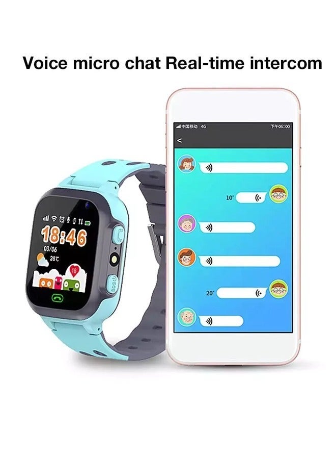 Kids Smart Watch With Calling Feature Support SIM Card  Waterproof Watch Phone for Children Kid Student One Button Speed Dial Voice Call Chat HD Touch Screen Offers Security Positioning Watch Blue