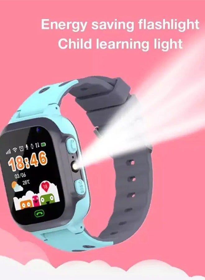 Kids Smart Watch With Calling Feature Support SIM Card  Waterproof Watch Phone for Children Kid Student One Button Speed Dial Voice Call Chat HD Touch Screen Offers Security Positioning Watch Blue