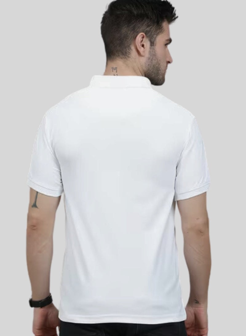 Lift More Pocket Printed White Polo TShirt