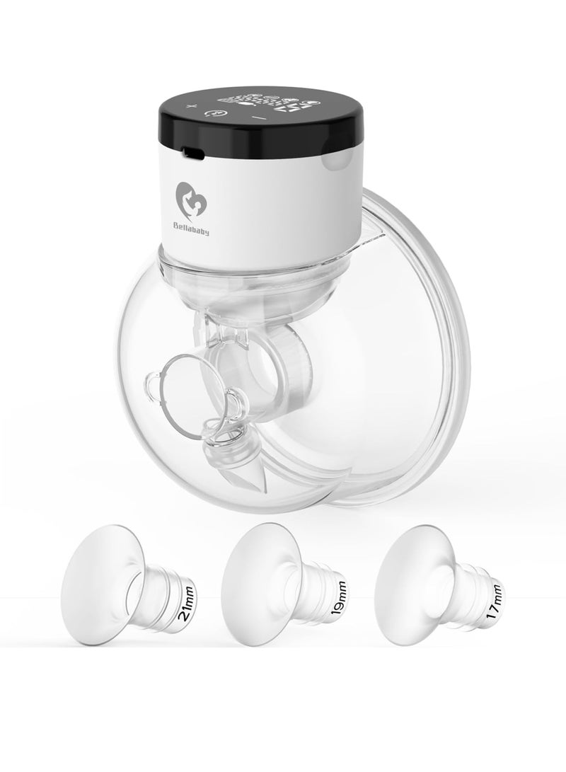 Hands-Free Breast Pump Wearable Upgraded with 17mm, 19mm, 21mm Inserts, Touch Control LED Display Electric Breast Pump Portable Low Noise, 4 Modes & 9 Levels Suction, 24mm flange, 6 oz