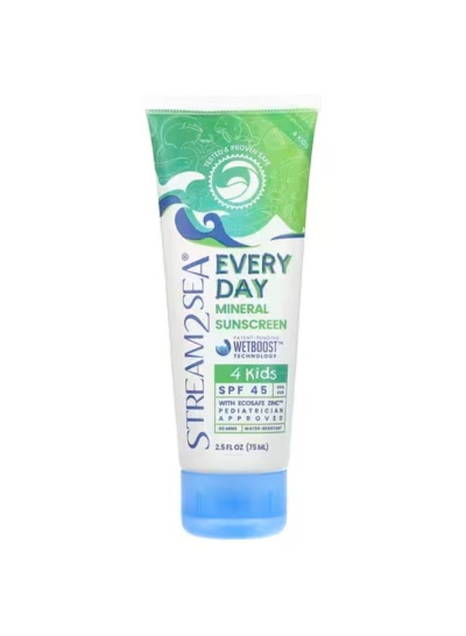 Every Day Mineral Sunscreen, SPF 45, 4 Kids, 2.5 fl oz (75 ml)