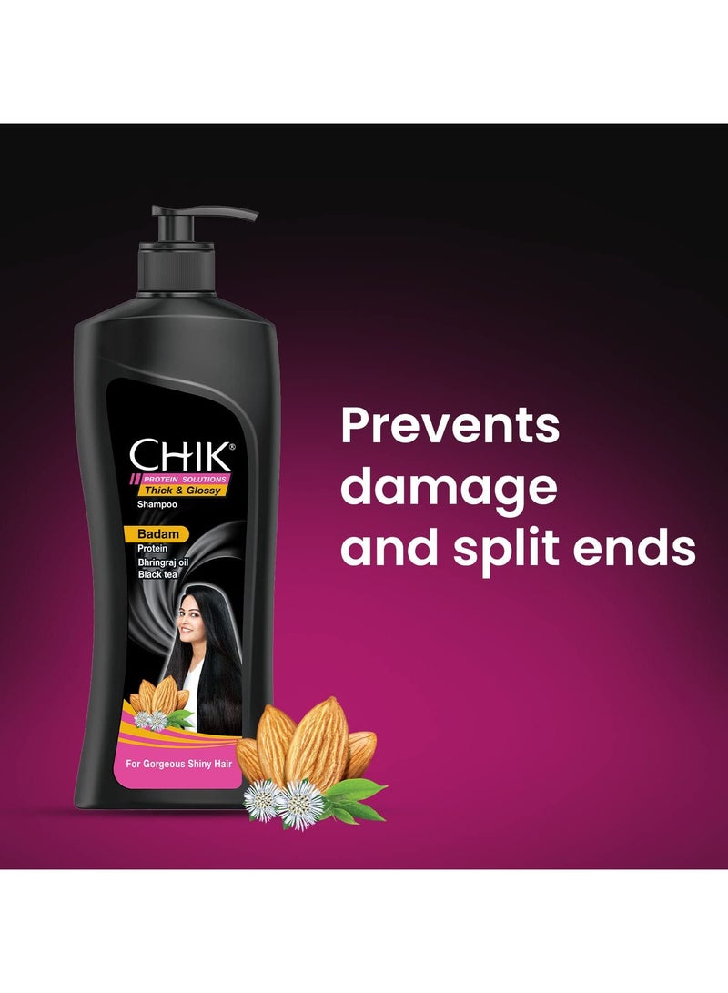 Chik Protein Solution Thick And Glossy Shampoo With The Goodness Of Badam Protein Bhringraj Oil And Black Tea For Gorgeous Shiny Hair For Men and Women 1L