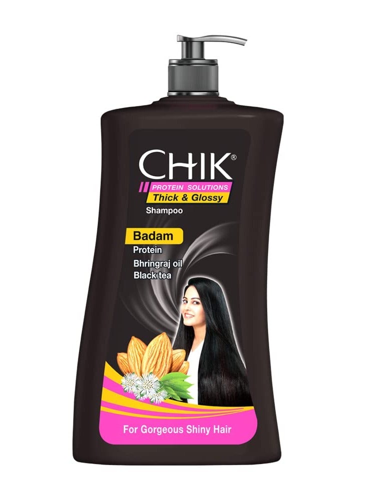 Chik Protein Solution Thick And Glossy Shampoo With The Goodness Of Badam Protein Bhringraj Oil And Black Tea For Gorgeous Shiny Hair For Men and Women 1L