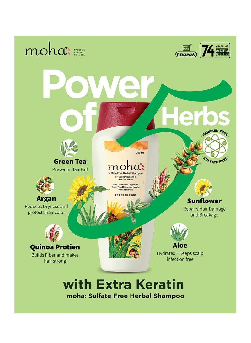 moha Sulfate Free Herbal Hair Shampoo 200 ML And Herbal Hair Serum For Men and Women  Non Sticky AND Non Greasy Hair Serum 100 ML Combo Pack
