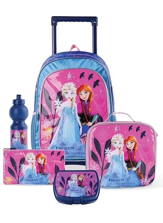 TRUCARE Disney Frozen We Lead Together 5 in 1 Trolley School Bag Set 18 inches