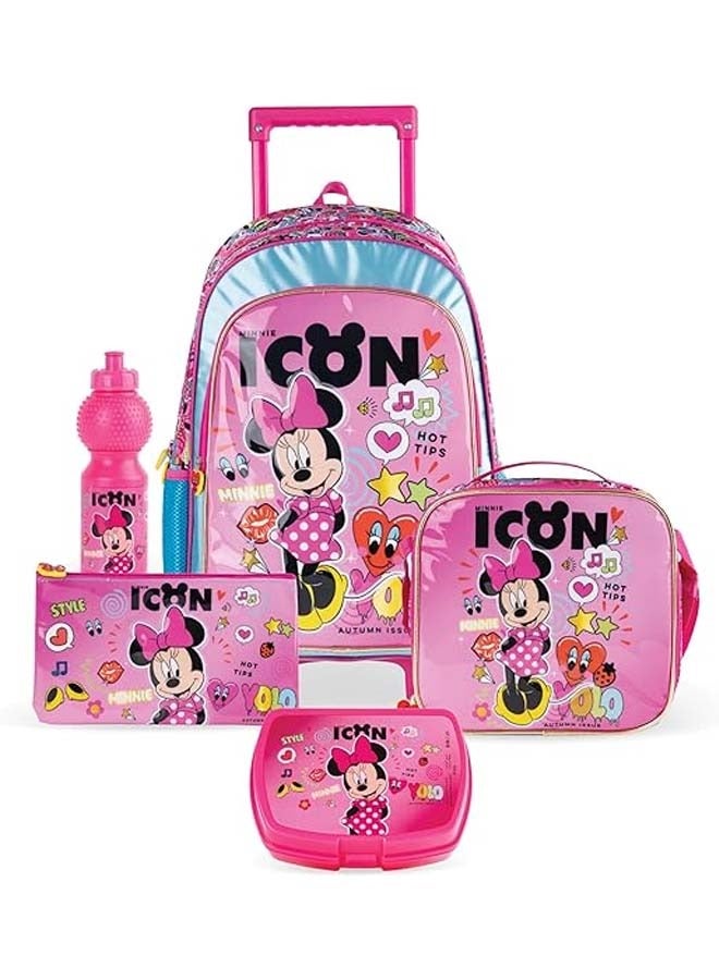 Disney Minnie Mouse Minnie Icon Issue 5 in 1 Trolley School Bag Set 18 inches