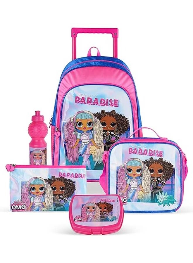 TRUCARE MGA LOL Welcome to Paradise 5 in 1 Trolley School Bag Set 18 inches