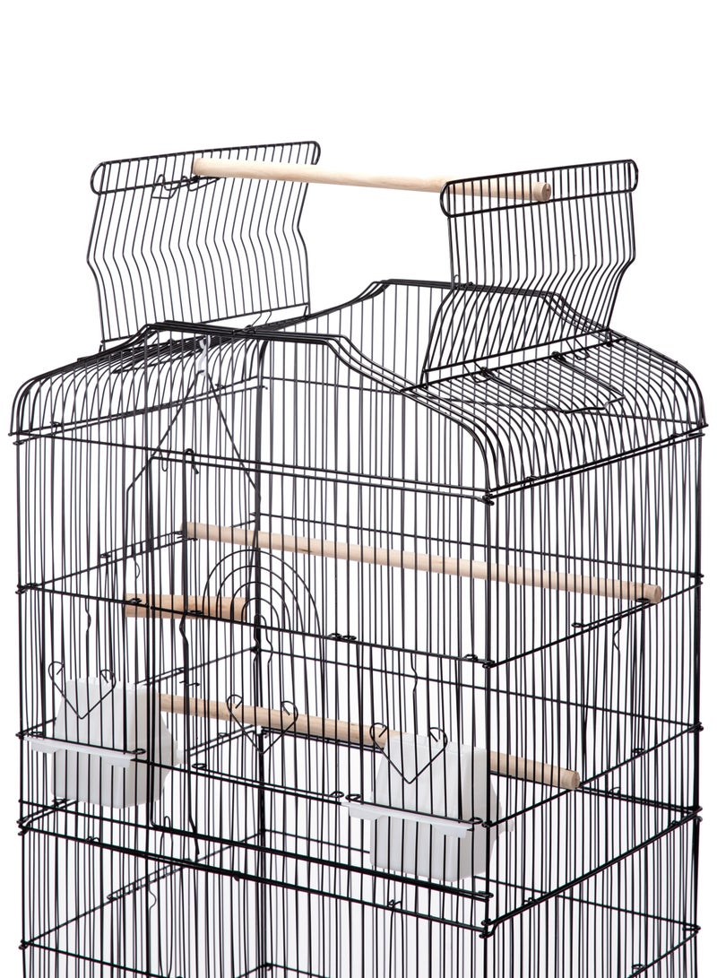 Egardenkart® Open Play Top Bird cage with Rolling Stand for Cockatiel Sun Conure Parakeet (Black)