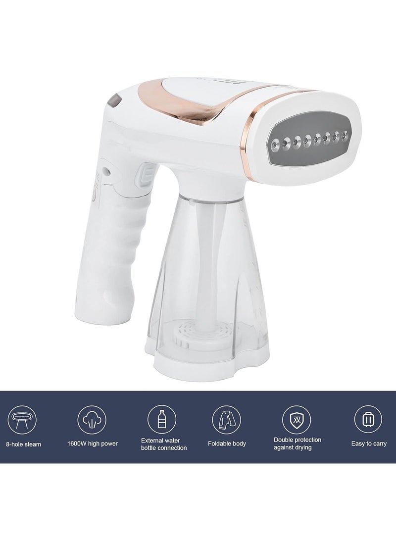Foldable Handheld Clothes Steamer 1600W High Power 2-in-1 Function for Flat and Hanging Ironing Quick Warmup in 40 Seconds Continuous Steam Output