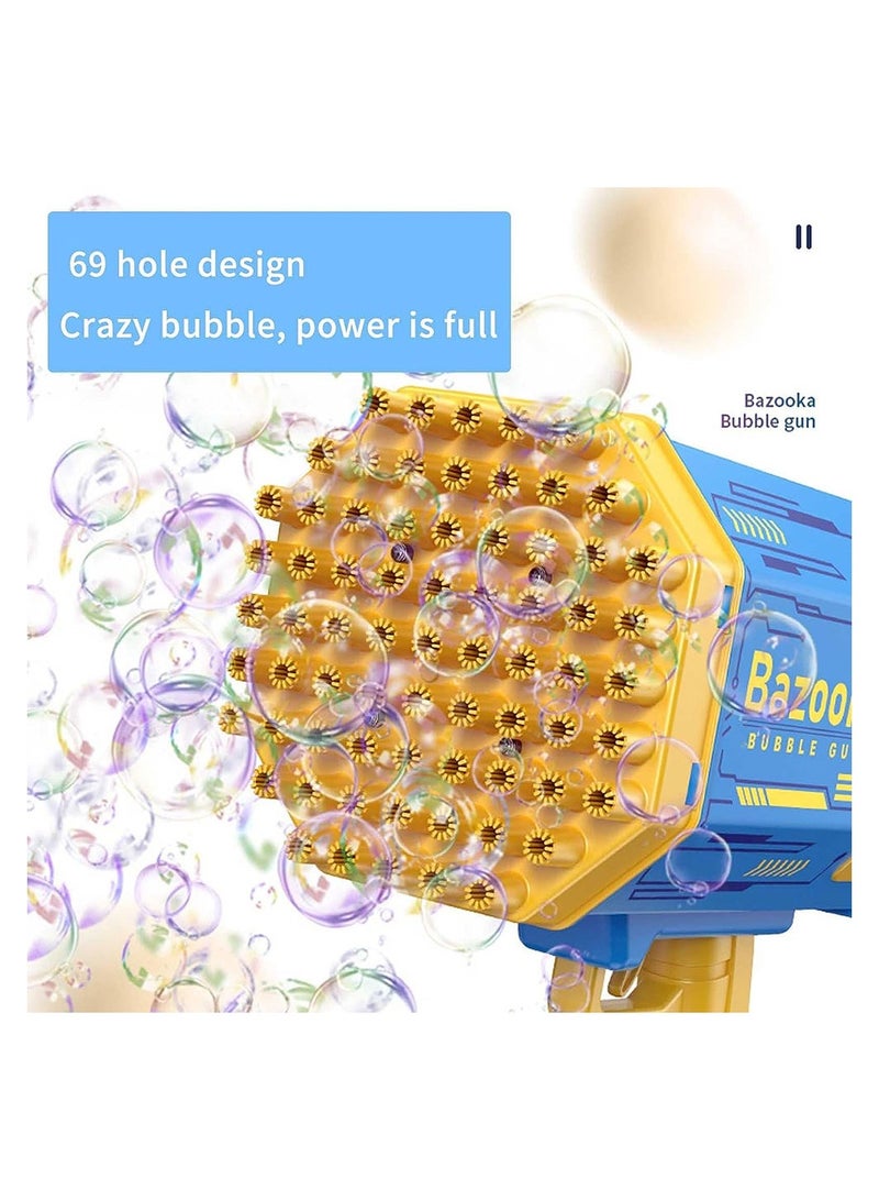 69 Holes Bubble Gun with Colorful Lights Bubble Machine Automatic Gatling Bubble Maker