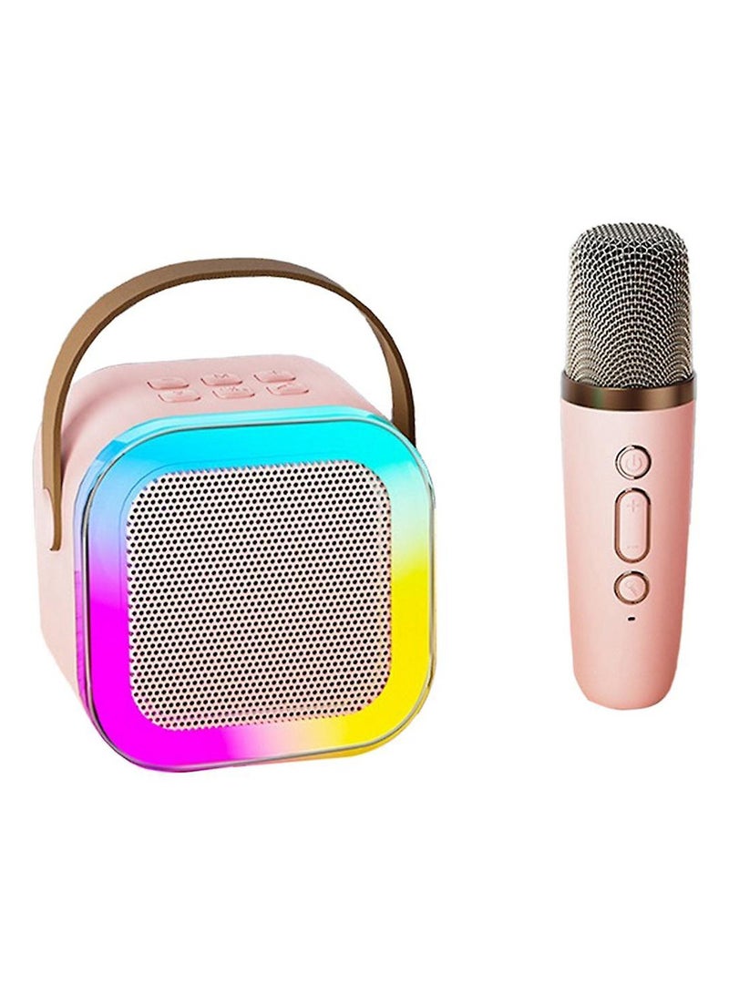 K12 Mini Karaoke Machine With 1 Wireless Microphones, Portable Wireless RGB Lights Gift Speaker