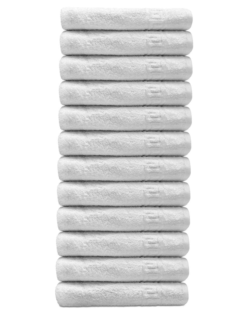 Solid White 12 piece 100% Cotton Hand Towel Gym Towel Face Towel