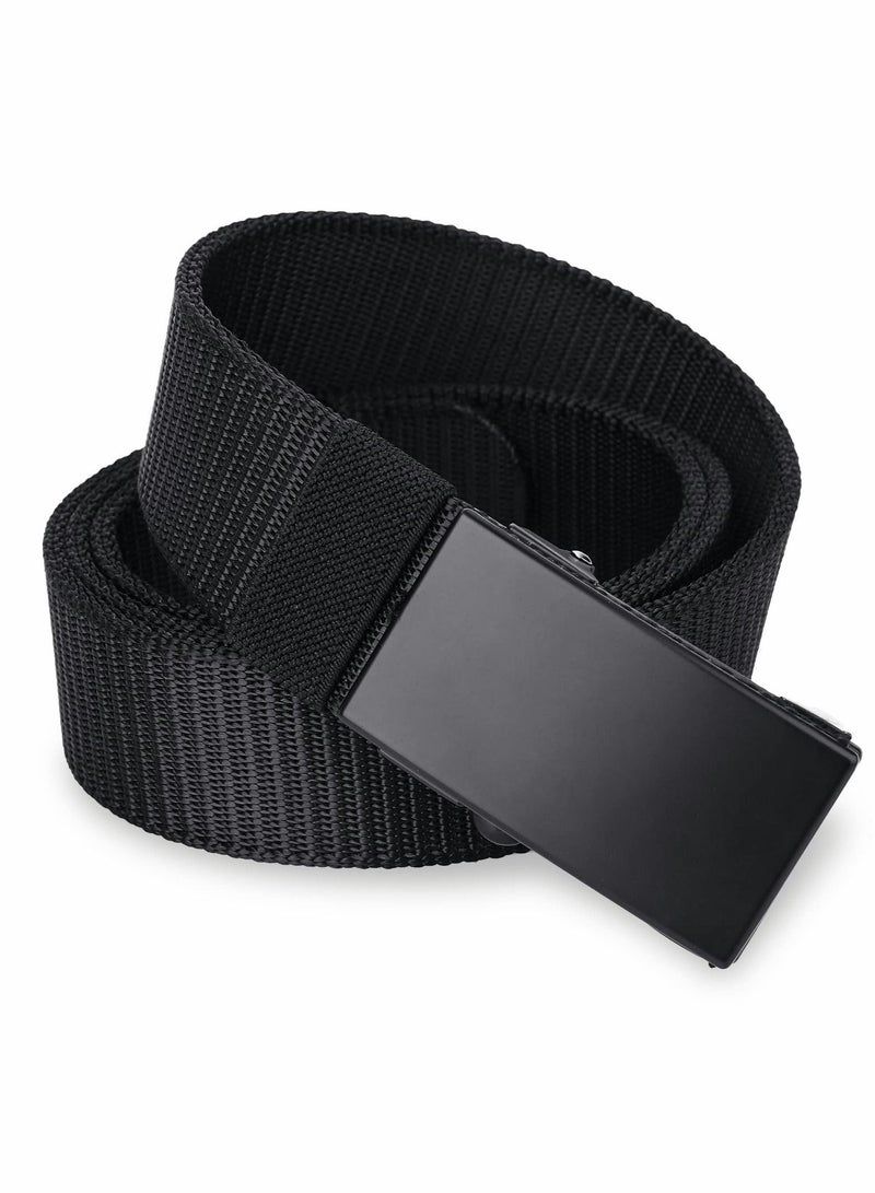Mens Belt, Nylon Canvas Belt with Heavy Duty Flip-Top Solid Metal Buckle, 1.5