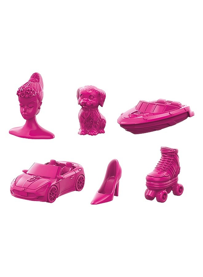 Monopoly Barbie Edition Board Game – Own Your Dream World, Build Your Barbie Empire, and Live Out Fashion & Career Goals – Fun Family Game for Kids & Adults with 6 Barbie-Themed Pink Zinc Tokens, Ages 8+