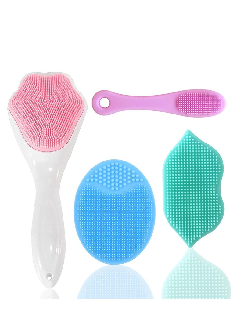 4 Pieces Soft Silicone Face Scrubber Massager Exfoliator Brush Facial Cleansing Brush Remove Blackhead Acne Gentle Face Nose Scrub Wash Brush Skin Care Tools for Women and Men