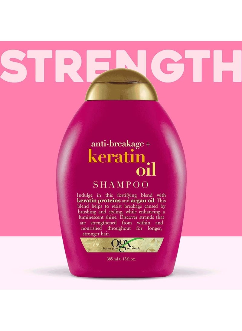 OGX Strength and Length Keratin Fortifying AntiFrizz Shampoo plus Conditioner Combo  Damaged Hair and Split Ends with Keratin Proteins and Argan Oil Paraben Sulfate Free 770 ml