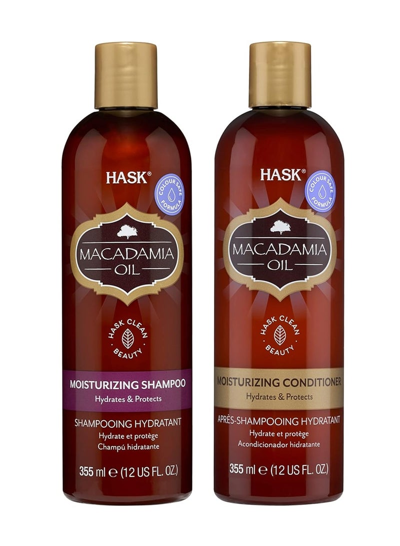 Hask Macadamia Oil Moisturizing Shampoo plus Conditioner Set For All Hair Types Color Safe Gluten Free Sulfate Free Paraben Free Cruelty Free  1 Shampoo And 1 Conditioner