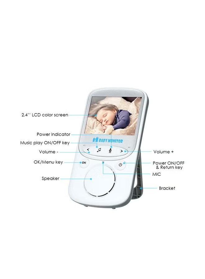 2.4 inches Color LCD Wireless Digital Baby Monitor With Infrared Night Vision Two-way Talkback