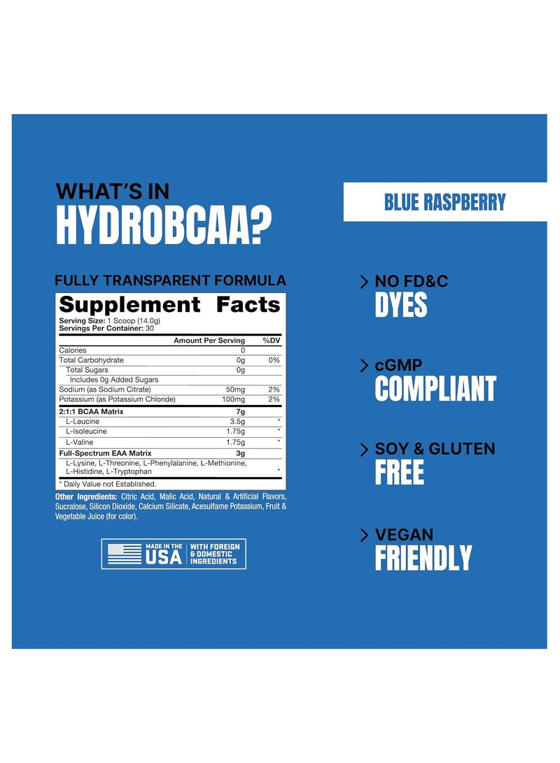 PROSUPPS Hydro BCAA Plus Essentials 30 Serving Blue Raspberry