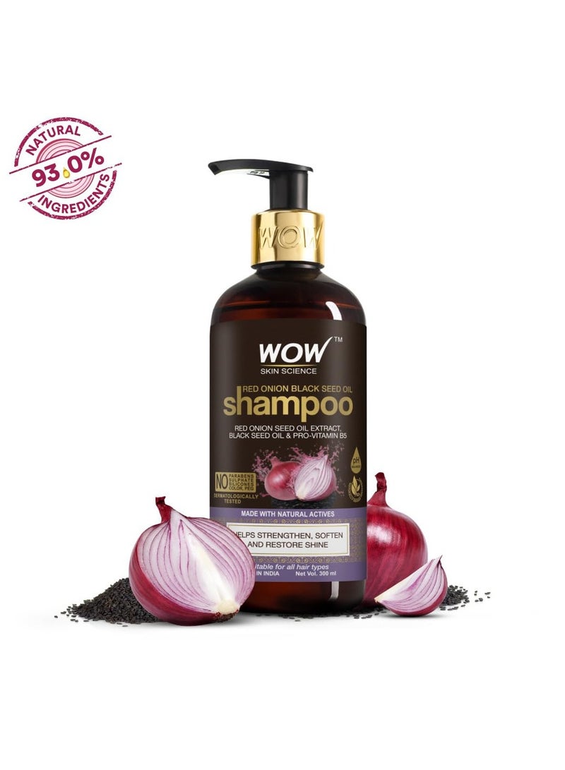 WOW Skin Science Red Onion Black Seed Oil Shampoo with Red Onion Seed Oil Extract Black Seed Oil and Pro-Vitamin B5 Controls Hair fall Sulphate and Paraben Free For Men and Women - 300ml