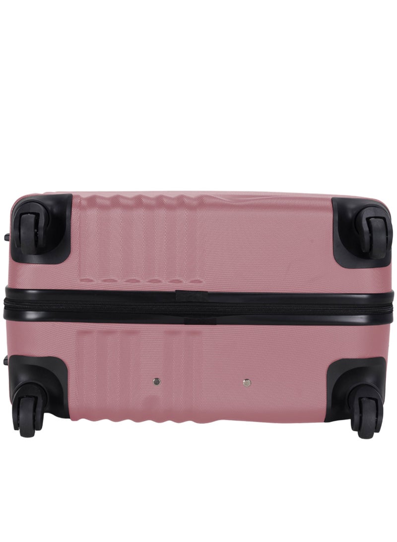 3-Piece ABS Hardside Trolley Luggage Set Spinner Wheels with Number Lock 20/24/28 Inches Rose Pink