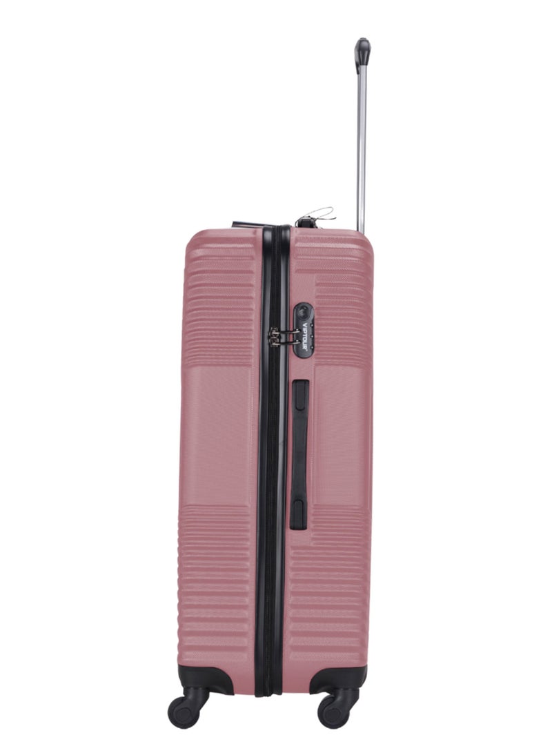 3-Piece ABS Hardside Trolley Luggage Set Spinner Wheels with Number Lock 20/24/28 Inches Rose Pink