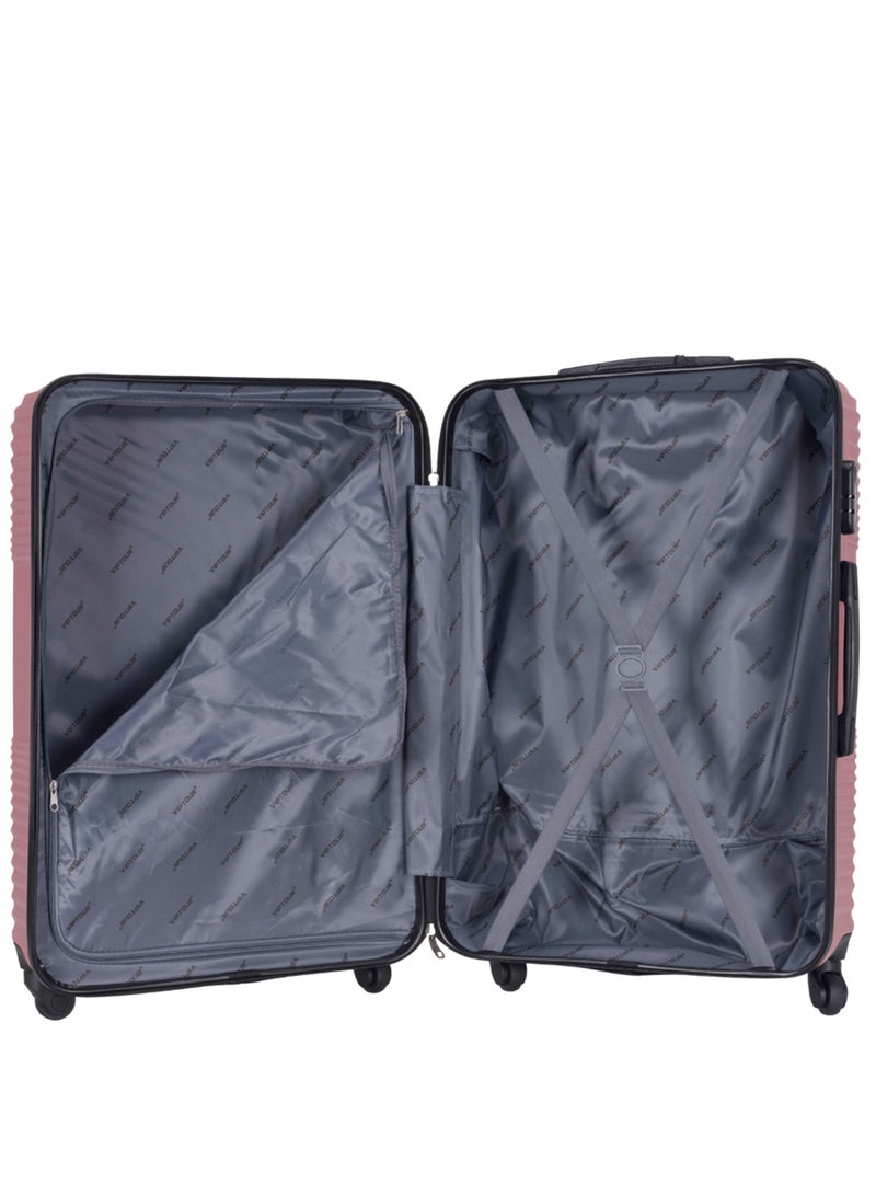 3-Piece ABS Hardside Trolley Luggage Set Spinner Wheels with Number Lock 20/24/28 Inches Rose Pink