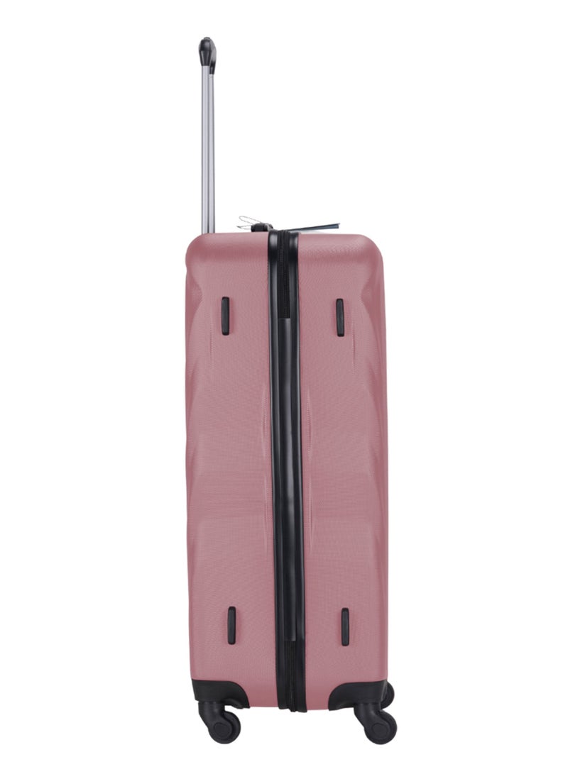 3-Piece ABS Hardside Trolley Luggage Set Spinner Wheels with Number Lock 20/24/28 Inches Rose Pink