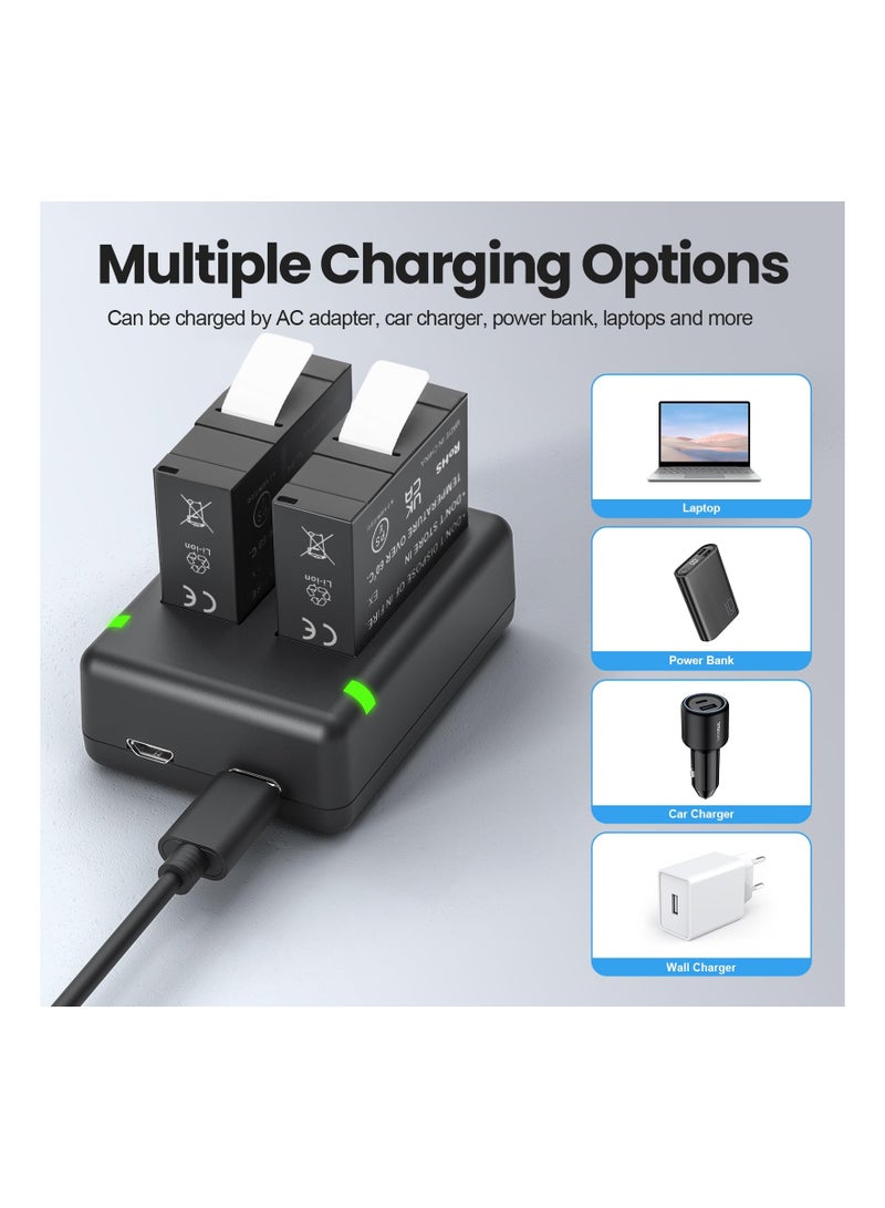 2 Packs Batteries 1800mAh for Insta 360 Ace Pro Battery, with Dual Fast Charge Hub, Compatible with Insta360 Ace/Ace Pro Camera