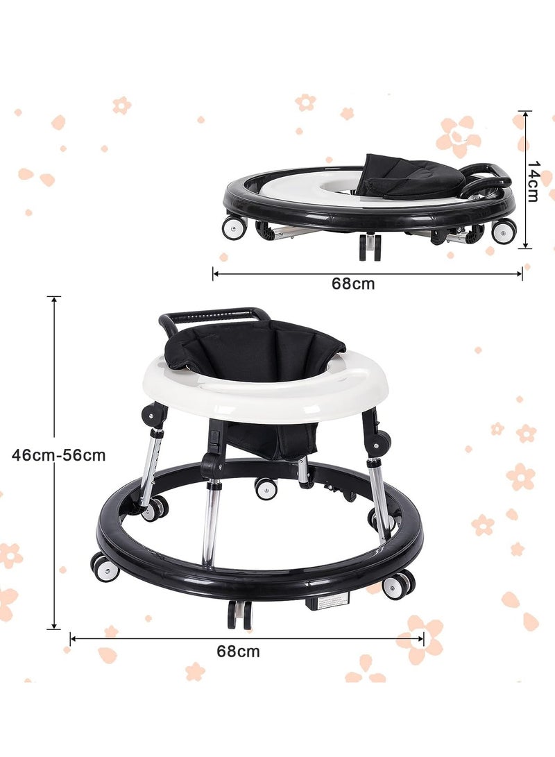 Baby Walker Baby Walker Foldable Foldable Height Adjustable Baby Walker with Wheels Infant Toddler Walker Anti-Fall Baby Walkers and Activity Center Bouncer Combo for Boys and Girls (Black)