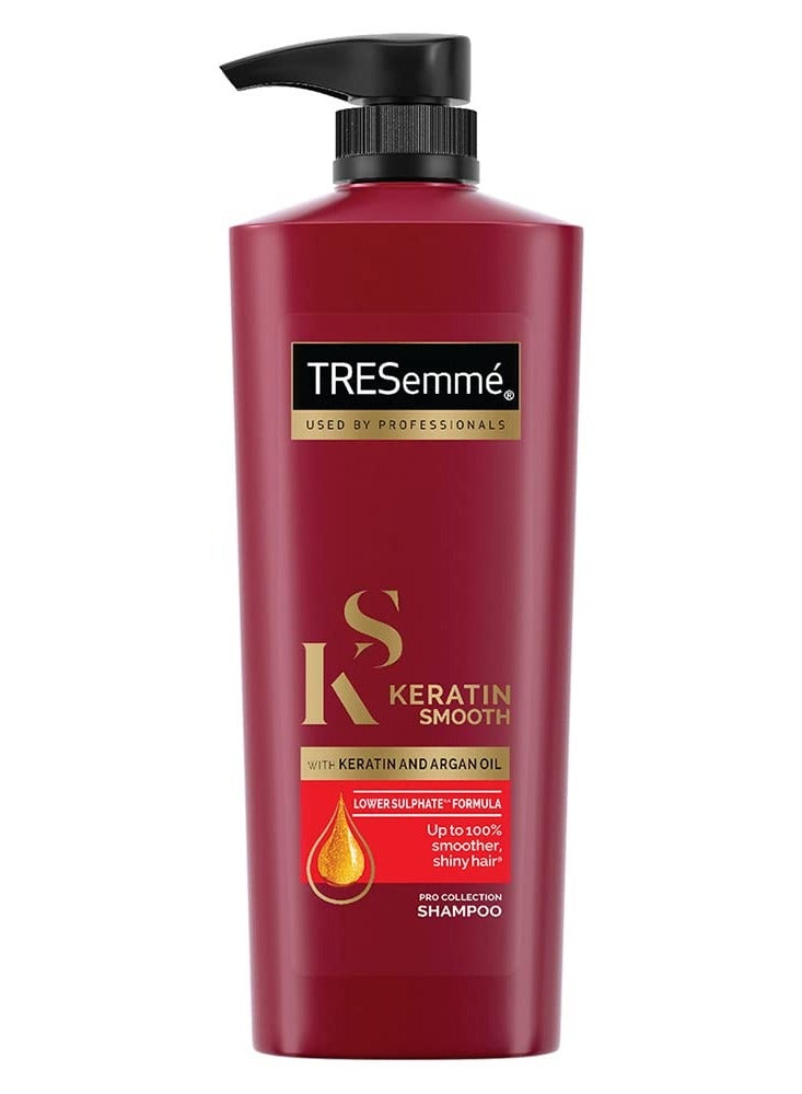 TRESemme Keratin Smooth Shampoo 580 ml With Keratin and Argan Oil for Straighter Shinier Hair - Nourishes Dry Hair and Controls Frizz For Men and Women