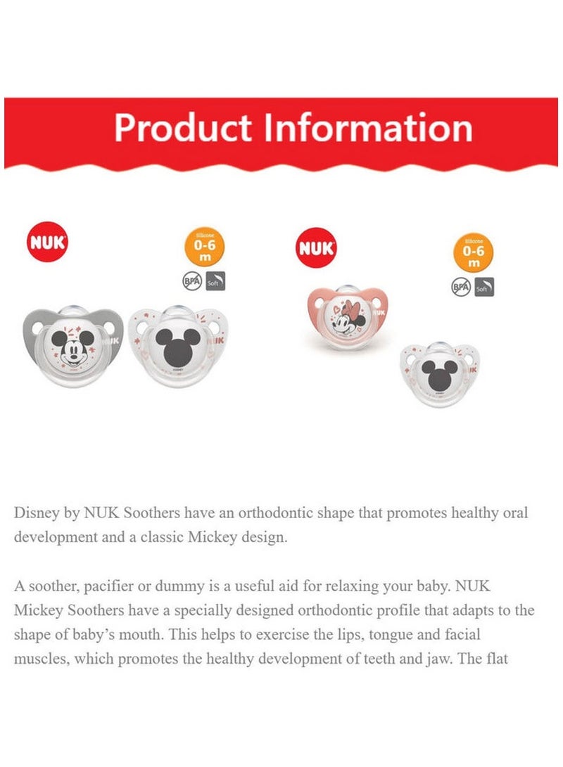 Mickey Soother With Cover 0-6M 2 Pack