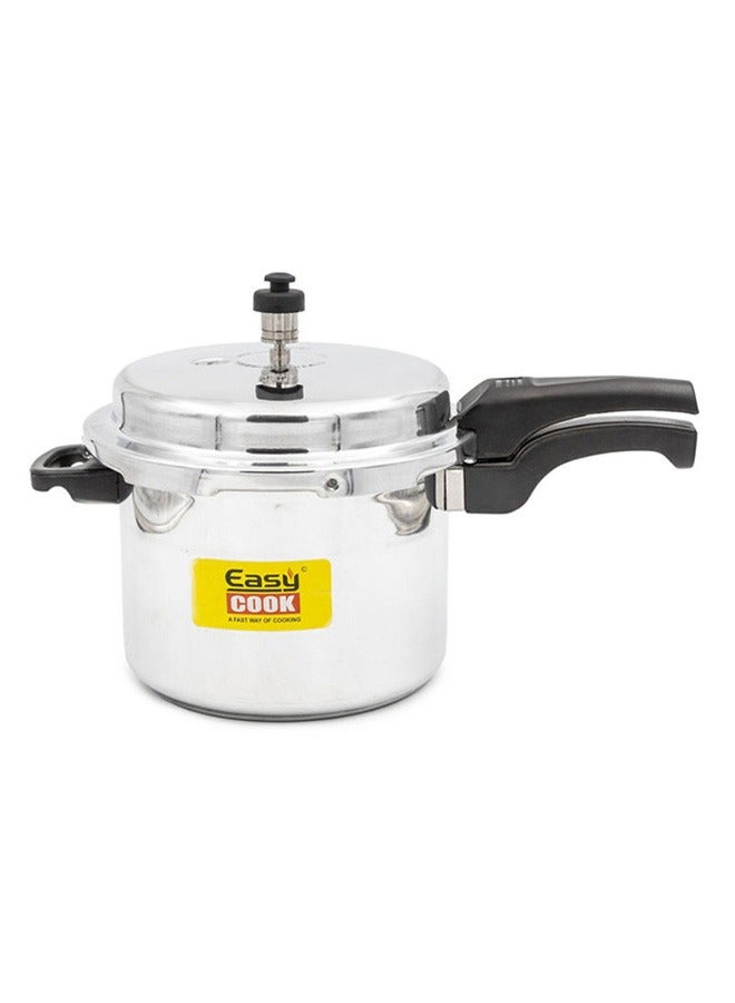 Indian Aluminium Pressure Cooker - 5 Liter Capacity | Fast Cooking, Energy Efficient | Silver