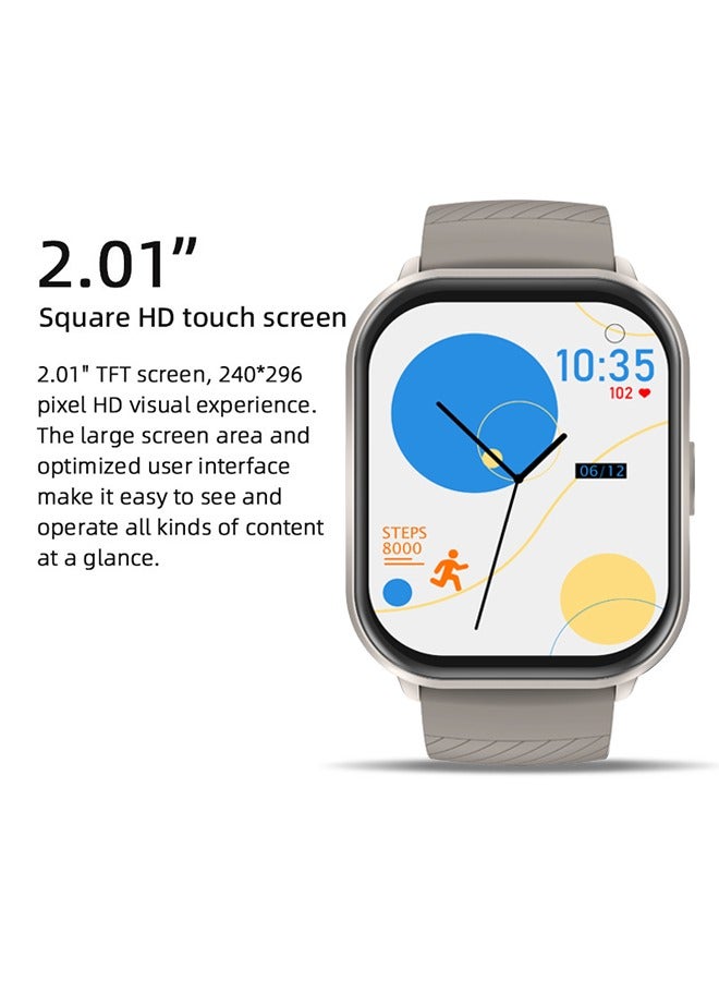 Casual Smartwatch For Women Men,2.1 inch Screen Fitness Tracker, Heart Rate Sleep Monitor IP68 Waterproof Sport Smartwatch,Grey