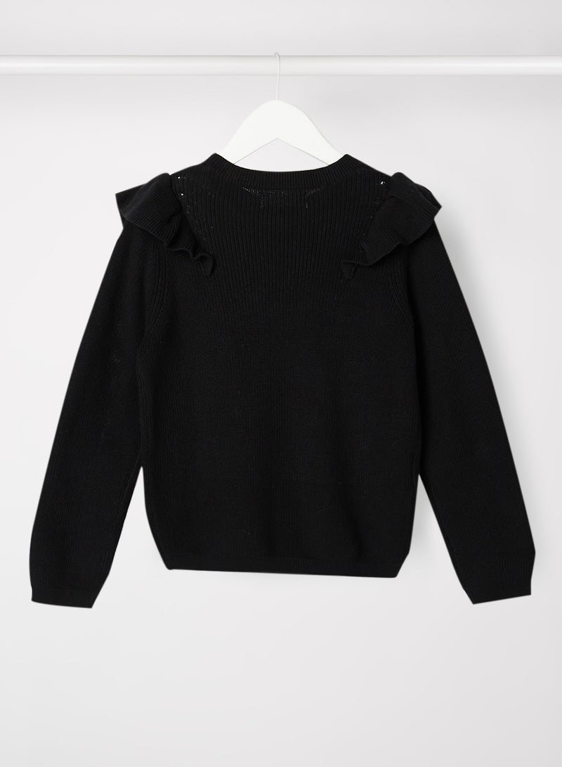 Kids/Teen Ruffle Detailed Sweater Black
