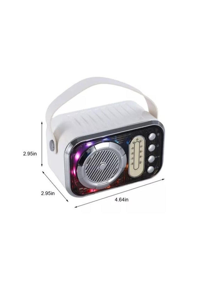 Wireless Portable Bluetooth Karaoke Speaker With LED Lighting White Color