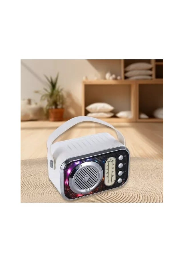 Wireless Portable Bluetooth Karaoke Speaker With LED Lighting White Color