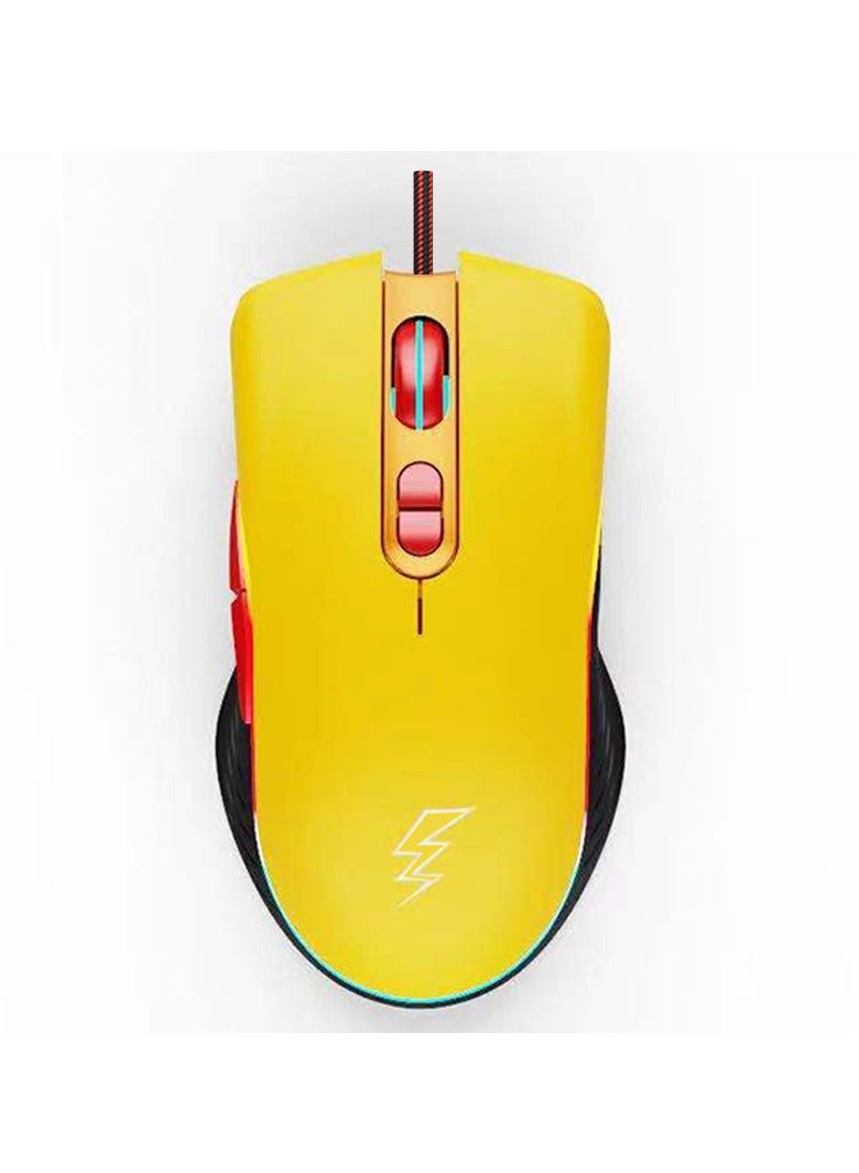 Yellow Pikachu Wired Gaming Esports Mechanical Mouse