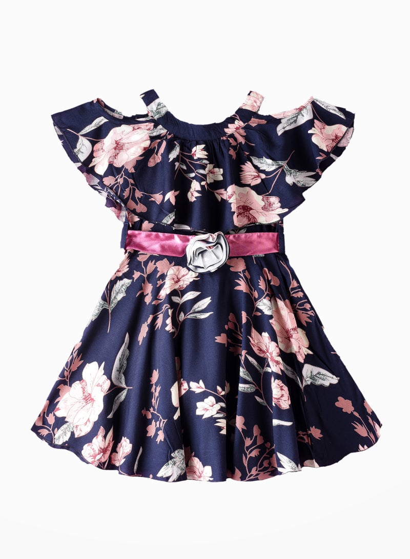 Twirling Blooms: Girls' Floral Dress Breezy Comfort & Playful Style